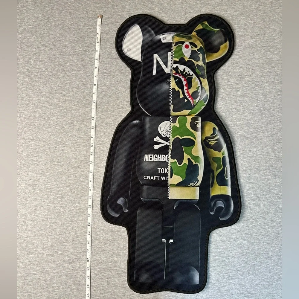 Black Camouflage Bearbrick Rug